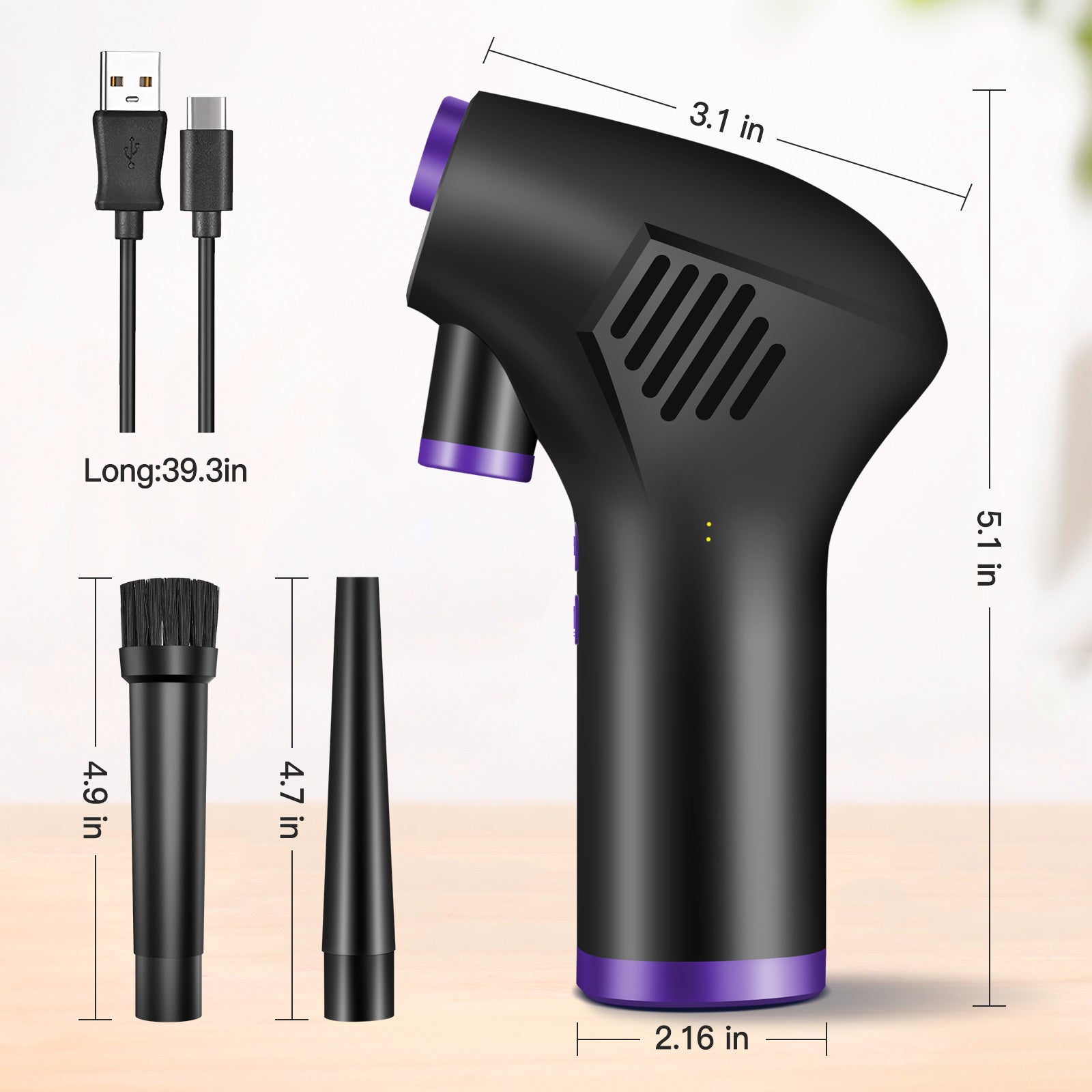 "Powerful Wireless Air Duster: Ultimate Cleaning Solution for Computers, Laptops, and Cars - High Capacity 15000Mah/6000Mah USB-C Air Blower"