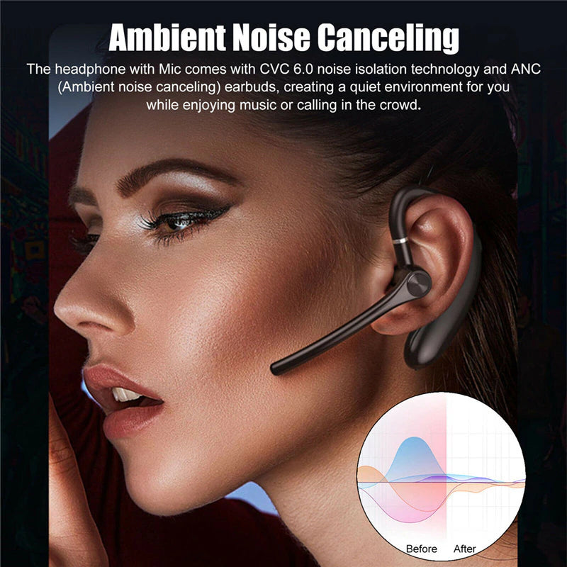 "Ultimate Wireless Business Headset - Handsfree Earphones for Android and Ios Phones with Noise Cancelling Technology - Perfect for Both Right and Left Ear"