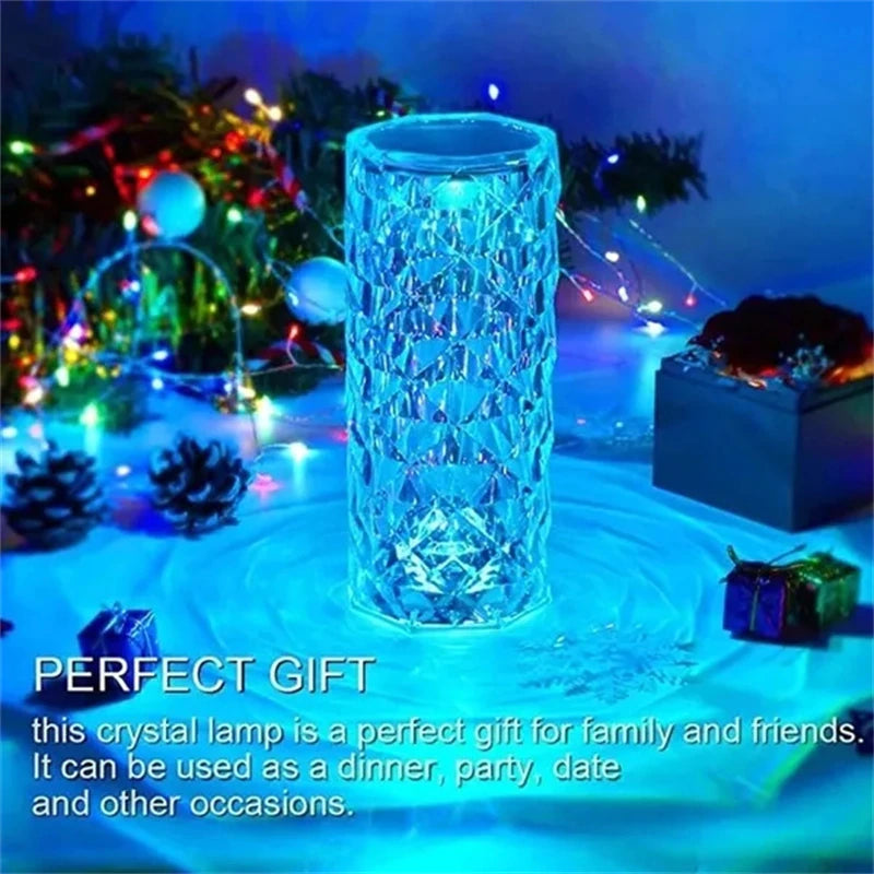 "Romantic LED Crystal Table Lamp - Create a Dreamy Atmosphere with Touch Control, USB Powered Night Light for Bedroom"