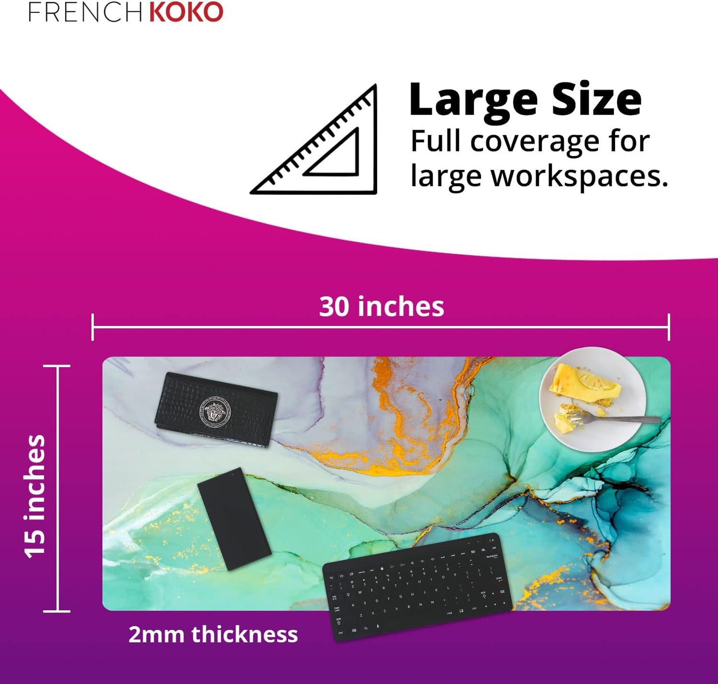 "Stylish Marble Teal XL Mouse Pad - Upgrade Your Workspace with This Chic Desk Mat - Perfect for Home, School, or Office - Ideal for Women and Girls"